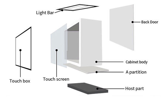 Contenitore LCD trasparente di Governo del touch screen astuto a 15,6 pollici della vetrina per la pubblicità